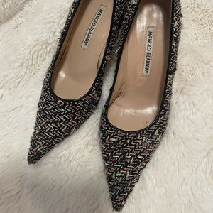 Manolo Blahnik Tweed Multicolor Pumps 37.5